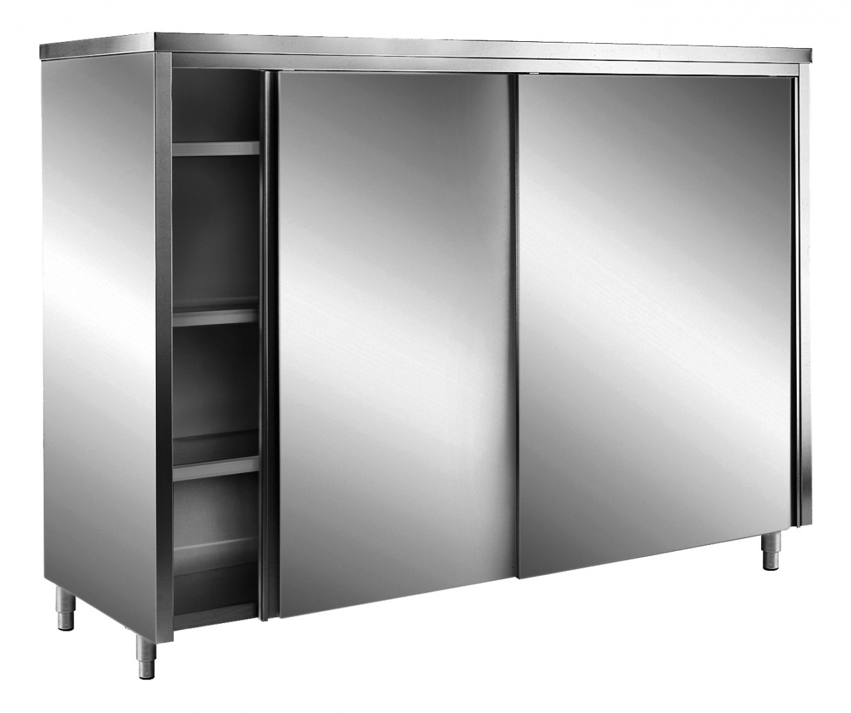 Edelstahl-Lagerschrank,Schiebet.,Flachdach,100x60cm